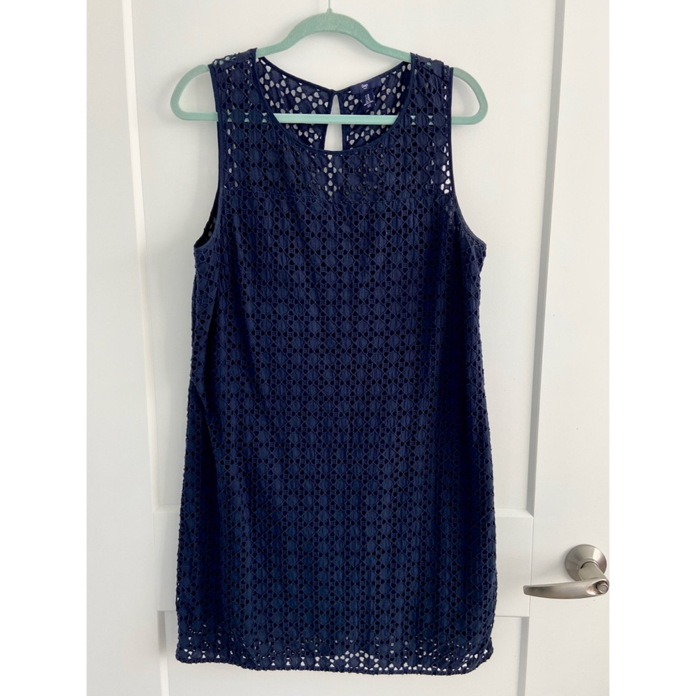 GAP Navy Eyelet Sleeveless Shift Dress Size 14